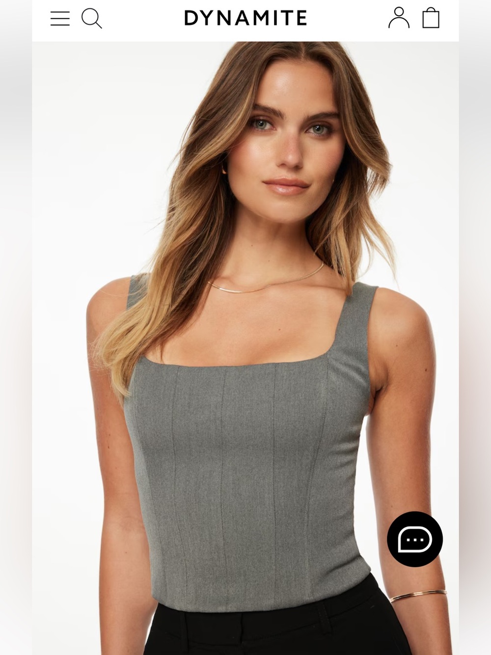 Dynamite Karla Corset Top - Square Neck Grey Women’s Tank Top XL